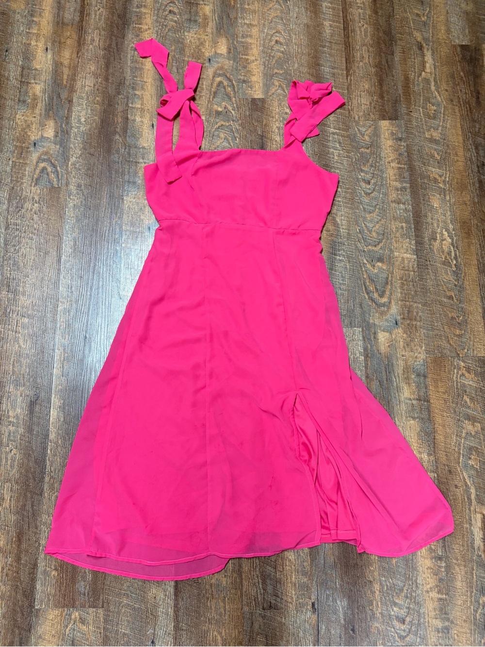Bright Pink Tie-Shoulder A-Line Dress